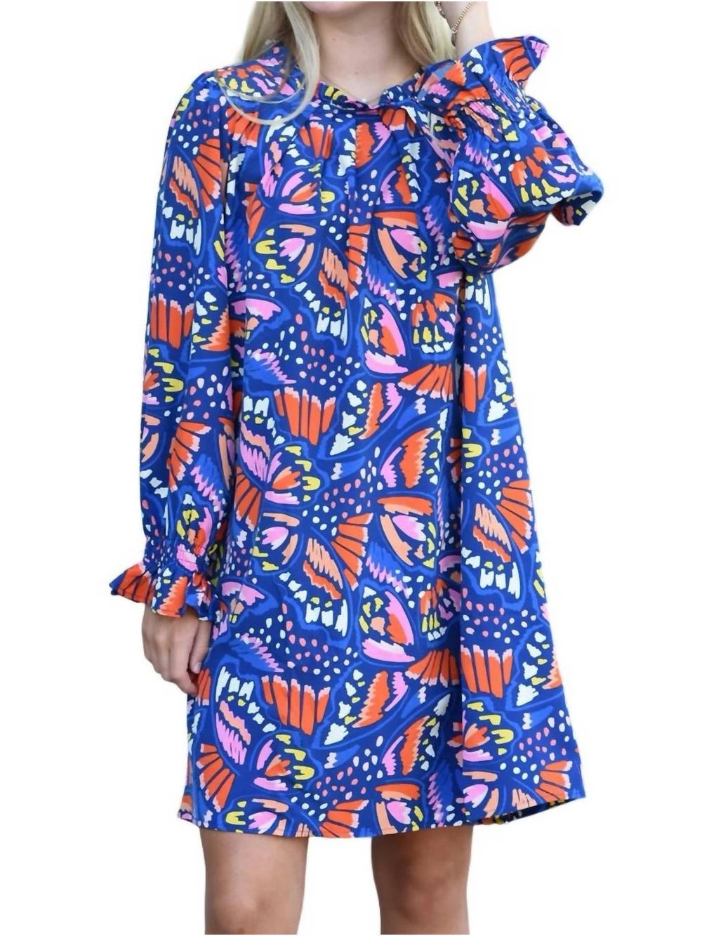 Michelle McDowell Bright Blue Floral Shift Dress